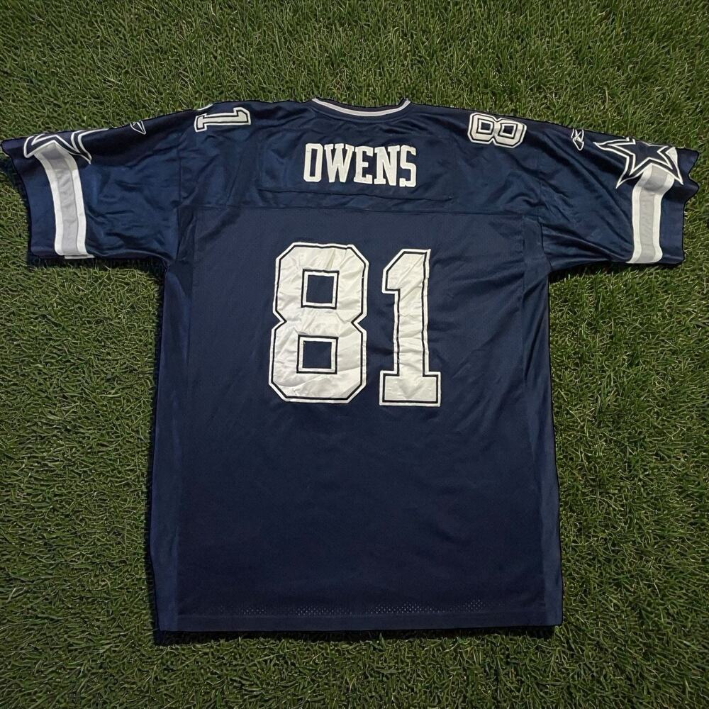 Vintage Terrell Owens‎ #81 NFL Dallas Cowboys Away Blue Jersey Men’s Size 54